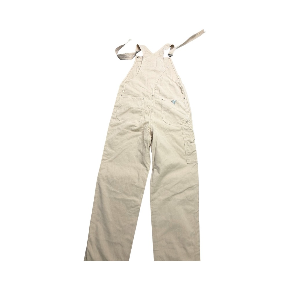 Guess Overalls Womens M 36x30 Tan Vintage 90s Cotton Utility Boho - Picture 2 of 15